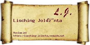 Lisching Jolánta névjegykártya